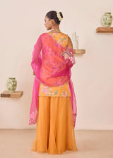 GAZAL SHARARA SET - TANGERINE ORANGE