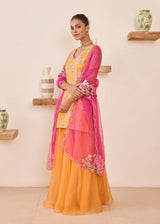GAZAL SHARARA SET - TANGERINE ORANGE