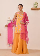 GAZAL SHARARA SET - TANGERINE ORANGE