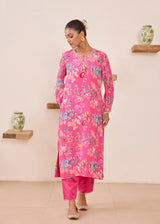 FIZA KURTA SET WITH DUPATTA - PINK