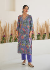 Fiza Stripe Kurta Set - Purple