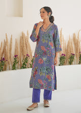 Fiza Stripe Kurta Set - Purple