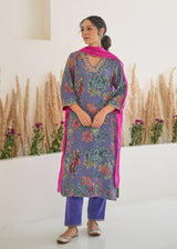 Fiza Stripe Kurta Set - Purple