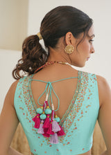 Nargis Saree Feeha Blouse - Aqua Blue