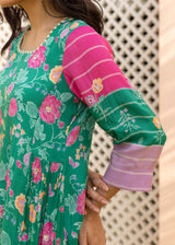 Seri Gathered Short Kurta Set - Emerald Green