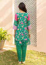 Seri Gathered Short Kurta Set - Emerald Green