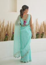 Nargis Saree - Aqua Blue
