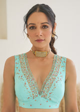 Nargis Saree Feeha Blouse - Aqua Blue