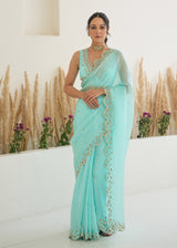 Nargis Saree - Aqua Blue