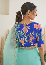 Nargis Saree Fiza Blouse - Aqua Blue