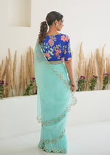 Nargis Saree Fiza Blouse - Aqua Blue