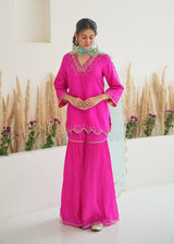 Dhvani Bhanushali in our Feeha Sharara Set - Fuchsia Pink