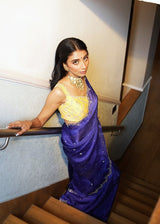 Dolly Singh in our Soha Cutwork Saree Chokor Blouse - Royal Purple