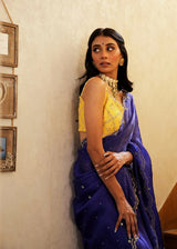 Dolly Singh in our Soha Cutwork Saree Chokor Blouse - Royal Purple