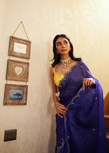 Dolly Singh in our Soha Cutwork Saree Chokor Blouse - Royal Purple