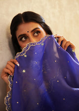 Dolly Singh in our Soha Cutwork Saree Chokor Blouse - Royal Purple