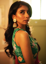 Dolly Singh in our Ivy saree Seri Sleeveless Blouse - Red