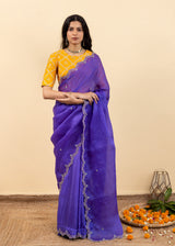 Allu Sneha Reddy in Soha Cutwork Saree - Royal Purple