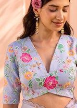 Avril Saree Blouse Set - Powder Blue