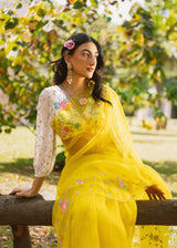 Avril Saree Maya Blouse Set - Mustard Yellow