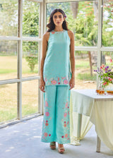 LIZA SLEEVELESS CO-ORD SET - AQUA BLUE