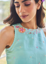 LIZA SLEEVELESS CO-ORD SET - AQUA BLUE