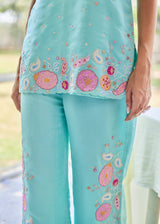 LIZA SLEEVELESS CO-ORD SET - AQUA BLUE