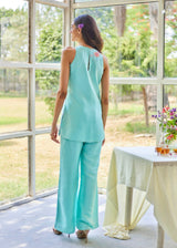LIZA SLEEVELESS CO-ORD SET - AQUA BLUE