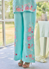 LIZA SLEEVELESS CO-ORD SET - AQUA BLUE