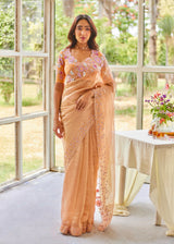 ASRA SAREE - PEACH GOLD