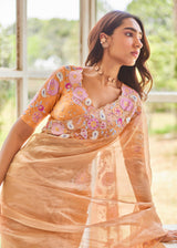 ASRA SAREE - PEACH GOLD