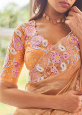 ASRA SAREE - PEACH GOLD