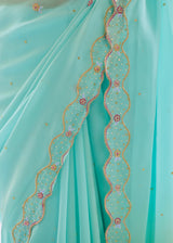AKIRA GEORGETTE SAREE - AQUA BLUE