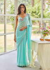 AKIRA GEORGETTE SAREE - AQUA BLUE