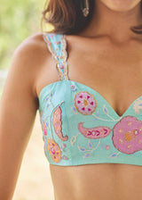 AKIRA GEORGETTE SAREE RUNA BLOUSE SET - AQUA BLUE