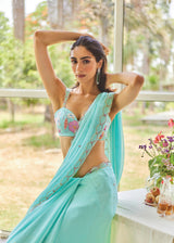 AKIRA GEORGETTE SAREE - AQUA BLUE