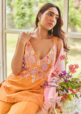 Urmi Daga in our Zyra Sharara Set - Tangerine Orange
