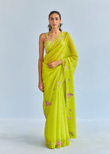 IVA SAREE BLOUSE SET - LIME YELLOW