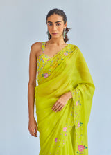 IVA SAREE BLOUSE SET - LIME YELLOW
