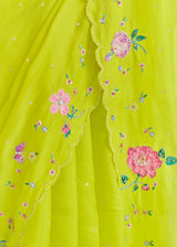 IVA SAREE - LIME YELLOW