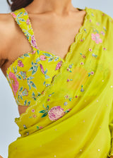 IVA SAREE BLOUSE SET - LIME YELLOW