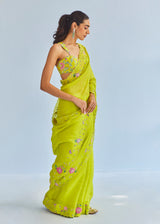 IVA SAREE BLOUSE SET - LIME YELLOW
