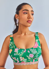 AVRIL SAREE SLEEVELESS BLOUSE SET - MAGENTA