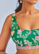 AVRIL SAREE SLEEVELESS BLOUSE SET - MAGENTA