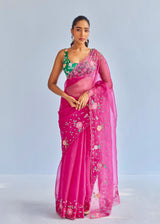 AVRIL SAREE SLEEVELESS BLOUSE SET - MAGENTA