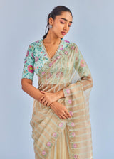 INEJ ICHIKA SAREE BLOUSE SET - SAGE GREEN