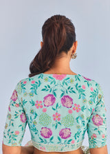 INEJ ICHIKA SAREE BLOUSE SET - SAGE GREEN