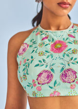 INEJ ICHIKA SLEEVELESS SAREE BLOUSE SET - SAGE GREEN