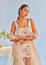 ADIRA SLEEVELESS SHARARA SET - OFF WHITE
