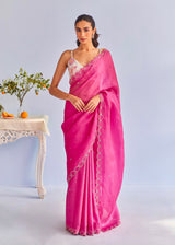 AKIRA SAREE ALICE BLOUSE SET - FUSCHIA PINK